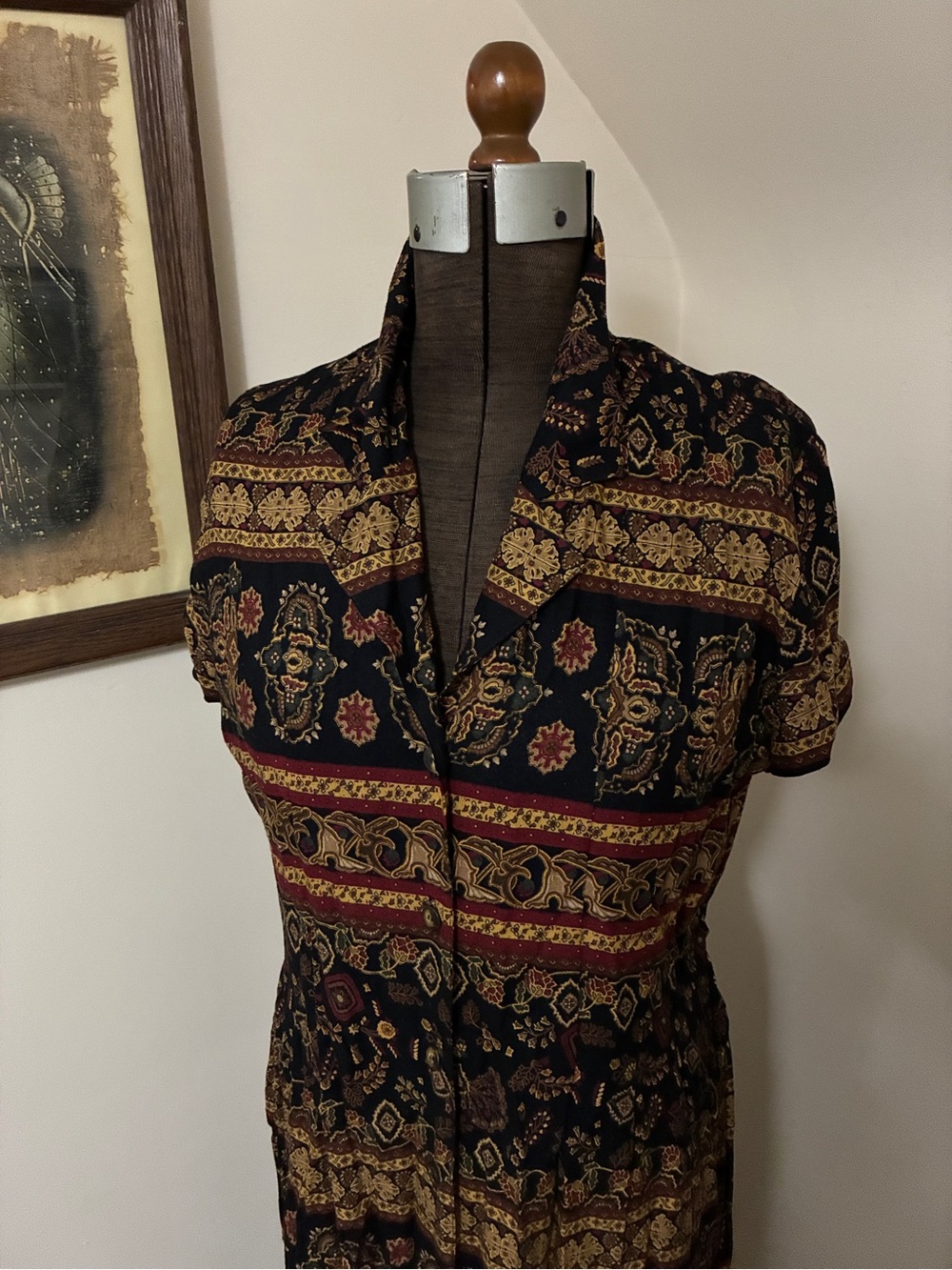 Vintage Mixit Short Sleeve Bo-Ho Button-Down Dress